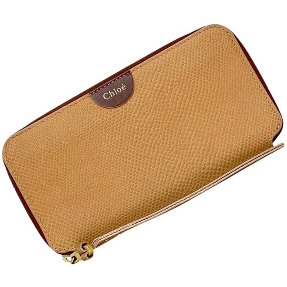 Chlo√© Chloe Round Long Wallet, Beige, Leather, B2J1XN